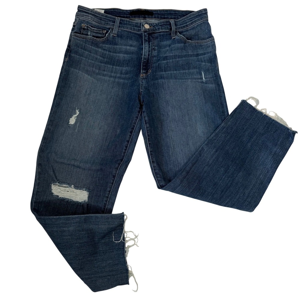 Joes Jeans The Niki Mid Rise Boyfriend Benezette Distressed Raw Hem Jeans W30